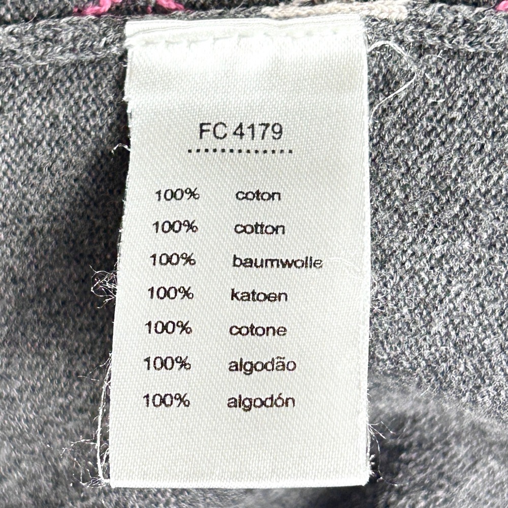 Vintage Lacoste Argyle Cotton Knit Sweater Mens 8 XXL Preppy Golf Y2K Gray Pink - Picture 8 of 9